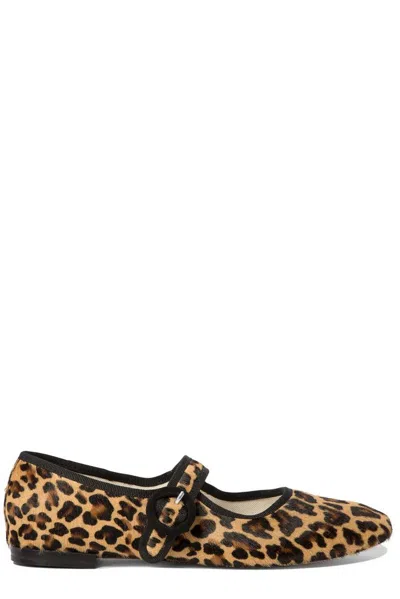 Repetto 'georgia' Brown Ballet Flats With Leaopard Print In Leather Woman