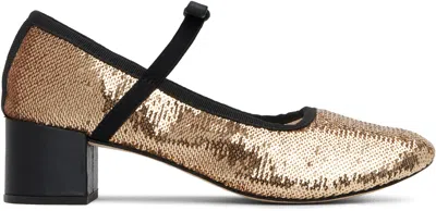 Repetto Gold Guillemette Mary-jane Heels
