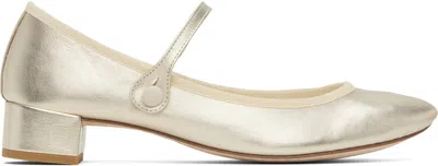 Repetto Gold Rose Mary Jane Heels