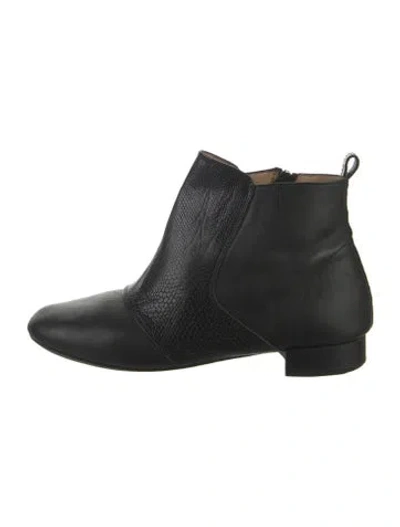 Pre-owned Repetto Leather Animal Print Chelsea Boots In Black