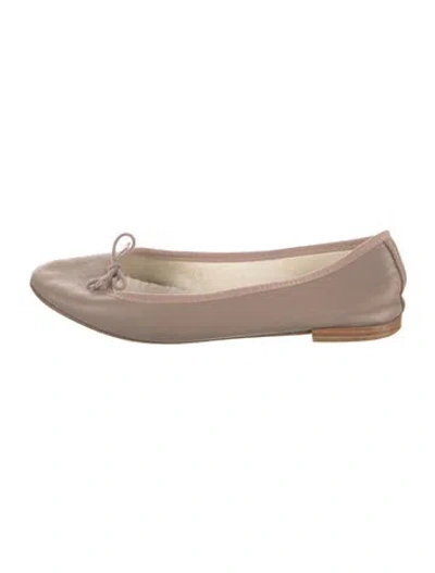 Pre-owned Repetto Leather Bow Accents Ballet Flats In Neutral