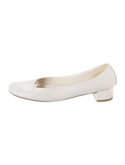 Pre-owned Repetto Leather Bow Accents Ballet Flats In Neutrals