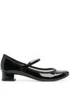 Repetto Ballerina In Shiny Leather With Strap In Black