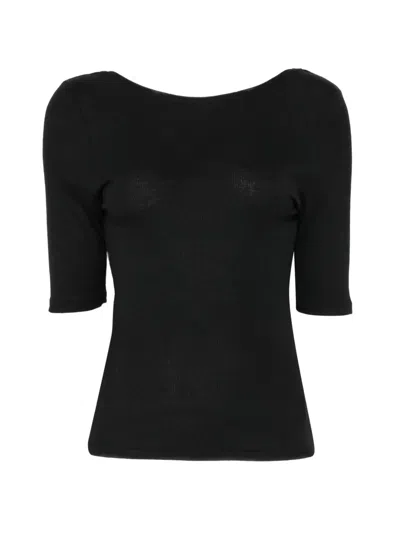 Repetto Logo-embroidered Scoop-back Top In Black