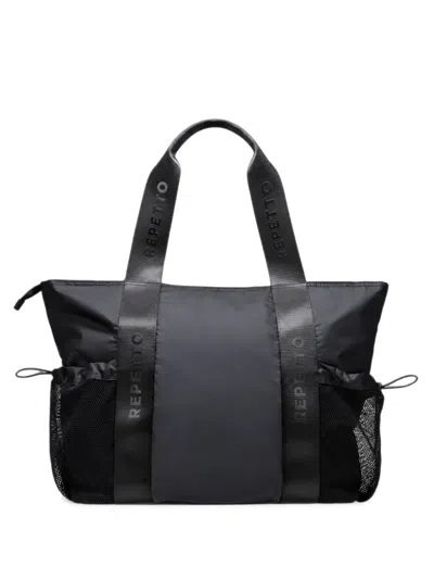 Repetto Logo-tape Mesh-panel Tote Bag In White