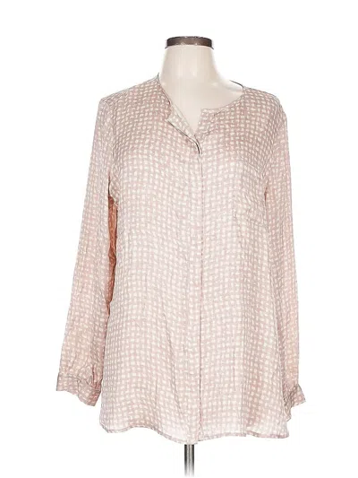Pre-owned Repetto Long Sleeve Silk Top Pink Square Neckline Tops