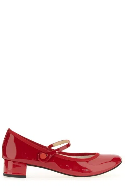 Repetto 30mm Rose Patent Leather Mary Jane Heels In Red