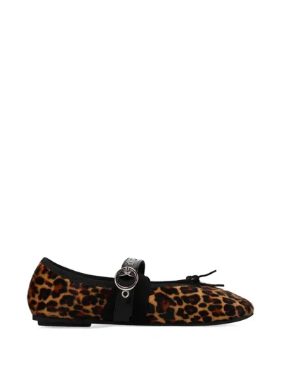 Repetto Mary Janes Leopard Buckle Flat Shoes In Brown