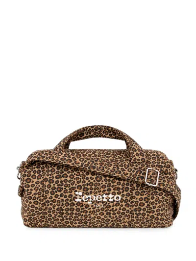 Repetto Medium Leopard-print Logo-print Shoulder Bag In Purple