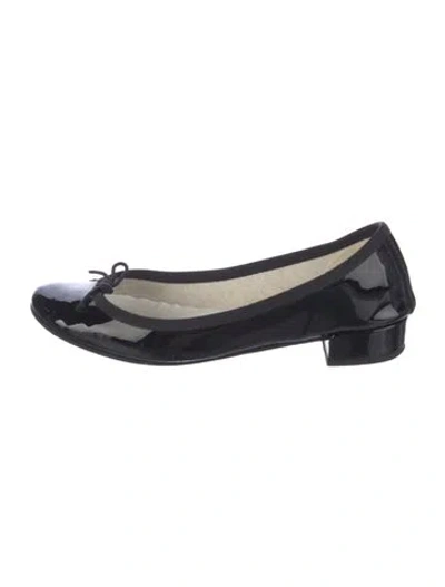 Pre-owned Repetto Patent Leather Bow Accents Ballet Flats In Blue