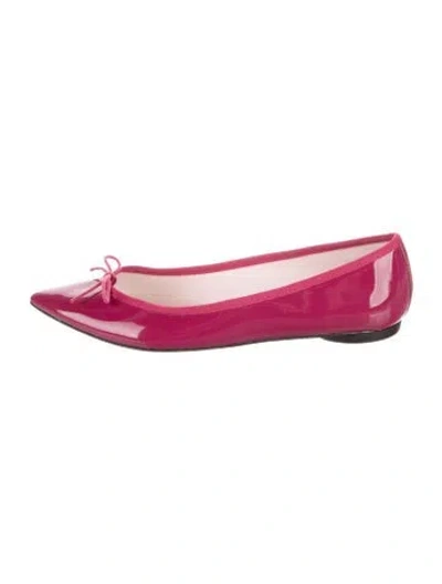 Pre-owned Repetto Patent Leather Bow Accents Ballet Flats In Pink