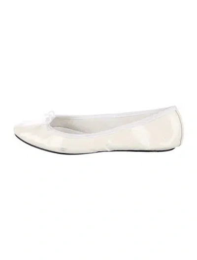Pre-owned Repetto Patent Leather Bow Accents Ballet Flats In White
