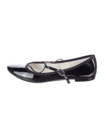 Pre-owned Repetto Patent Leather Bow Accents Mary Jane Flats In Black