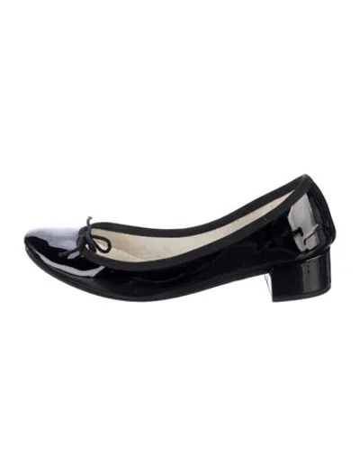 Pre-owned Repetto Patent Leather Bow Accents Pumps In Black