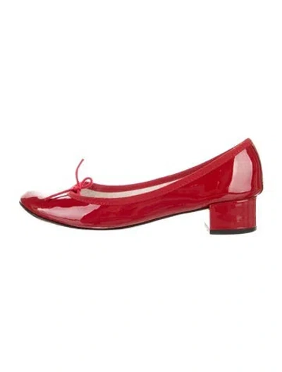 Pre-owned Repetto Patent Leather Bow Accents Pumps In Red