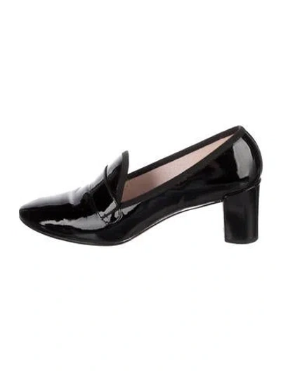 Pre-owned Repetto Patent Leather Grosgrain Trim Loafers In Black