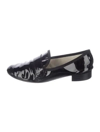 Pre-owned Repetto Patent Leather Grosgrain Trim Loafers In Blue