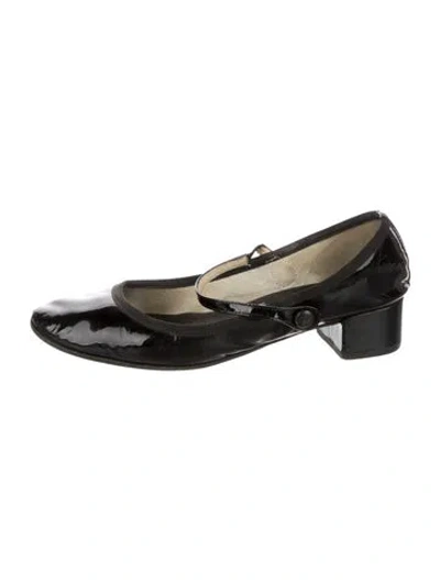 Pre-owned Repetto Patent Leather Grosgrain Trim Pumps In Black