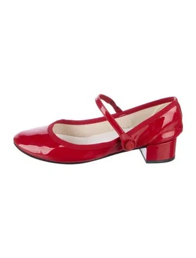 Pre-owned Repetto Patent Leather Mary Jane Flats In Red