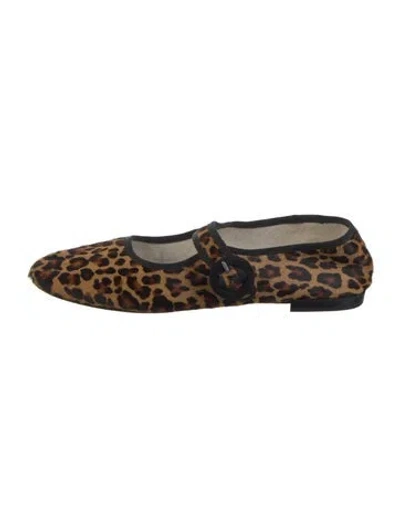 Pre-owned Repetto Ponyhair Animal Print Mary Jane Flats In Multi