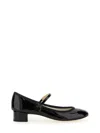 Repetto Ballerina In Shiny Leather With Strap In Black