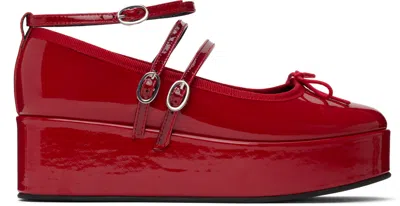 Repetto Red Cendrillon Platform Mary Jane Heels In 550 Flamme