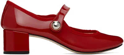 Repetto Red Fabienne Mary Jane Heels In 550 Flamme