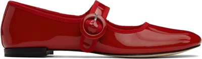 Repetto Red Georgia Square Toe Mary Jane Ballerina Flats In 550 Flamme