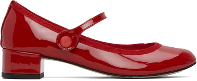 REPETTO RED ROSE MARY JANE HEELS