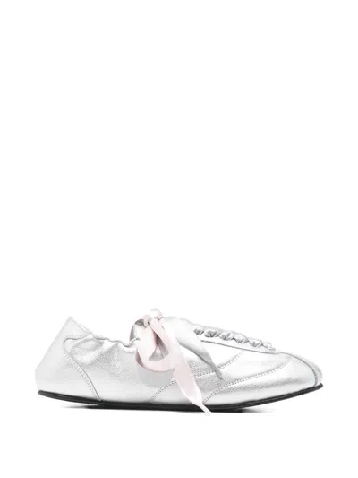Repetto Ribbon Lace Sneakers In White