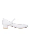 Repetto White Rose Mary Jane Heels In White