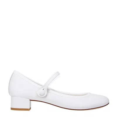 Repetto White Rose Mary Jane Heels