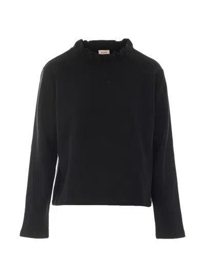 Repetto Ruffled-neck Embroidered-logo Sweater In Black