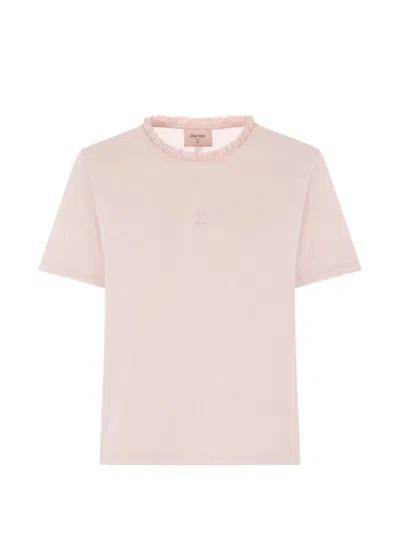 Repetto Ruffle-trim Logo-embroidered T-shirt In Pink