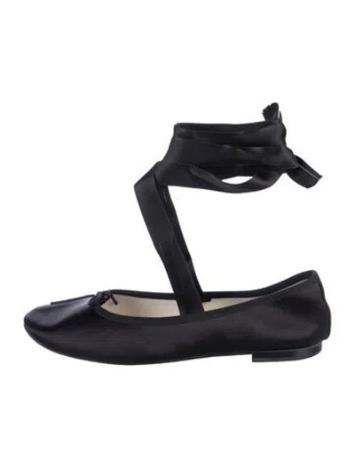 Pre-owned Repetto Satin Bow Accents Ballet Flats In Blue