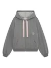 Repetto Satin-trimmed Zip-up Hoodie In Gray