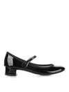 Repetto Ballerina In Shiny Leather With Strap In Black