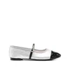 Repetto Cap-toe Ankle-strap Ballet Flats In Silver