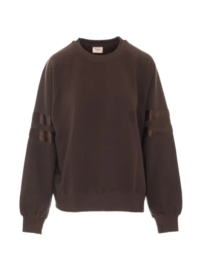 Repetto Signature Embroidered Logo Crew-neck Sweatshirt In Brown