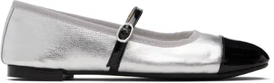 Repetto Silver & Black Georgiana Mary-jane Ballerina Flats