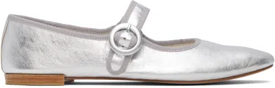 REPETTO SILVER GEORGIA MARY JANE BALLERINA FLATS