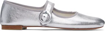 Repetto Silver Georgia Square Toe Mary Jane Ballerina Flats In 20 Argent