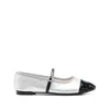 Repetto Cap-toe Ankle-strap Ballet Flats In Silver