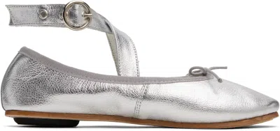 Repetto Silver Sophia Belt Ballerina Flats In 20 Argent
