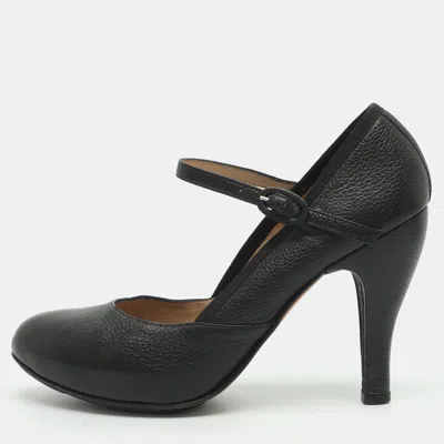 Pre-owned Repetto Size 37 Black Leather Mary Jane Pumps