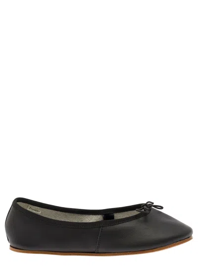 Repetto Sofia Black Ballet Flats With Ribbon In Leather Woman