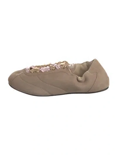 Pre-owned Repetto Suede Ballet Flats In Neutral
