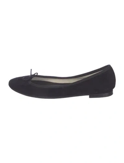 Pre-owned Repetto Suede Bow Accents Ballet Flats In Blue