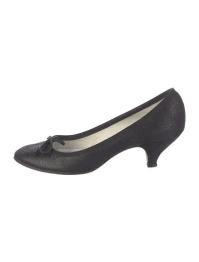 Pre-owned Repetto Suede Bow Accents Pumps In Black