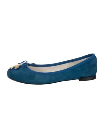 Pre-owned Repetto Suede Graphic Print Ballet Flats In Blue